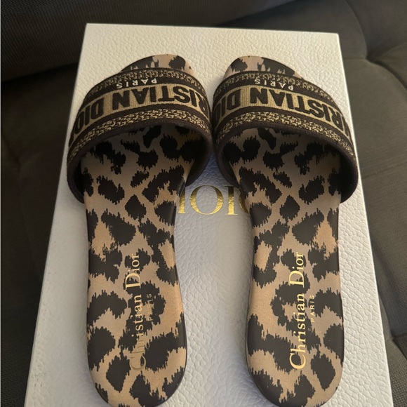 Christian Dior Dway Slide Sandals, animal/leopard motif, Sz 36 US 6 - Picture 2 of 5